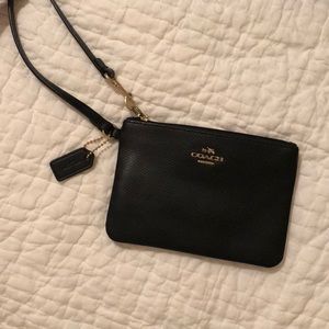 NWOT Coach black leather wristlet